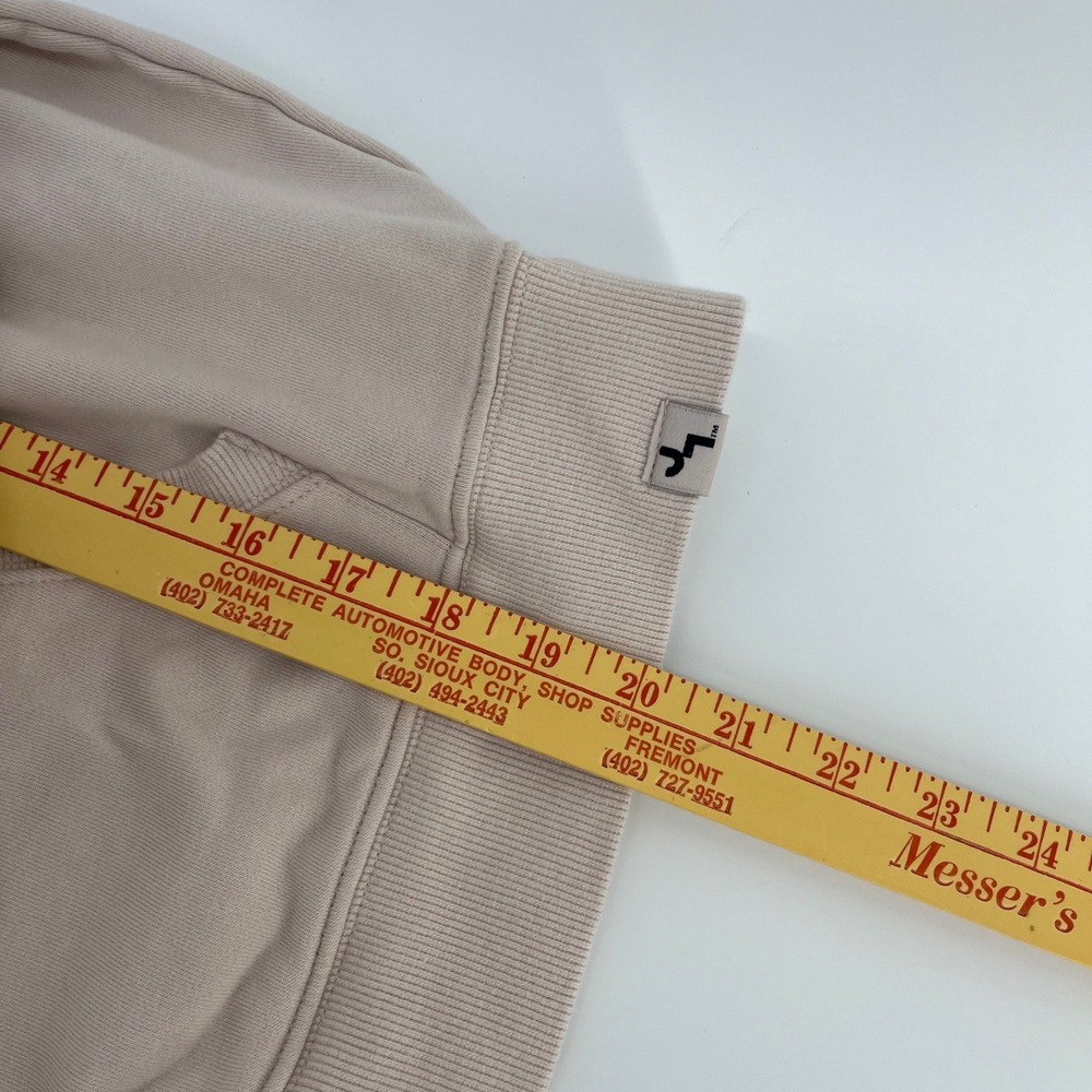 JoyLab French Terry 1/2 Zip Hooded Pullover Sweatshirt Beige Kangaroo Pocket - Picture 7 of 7